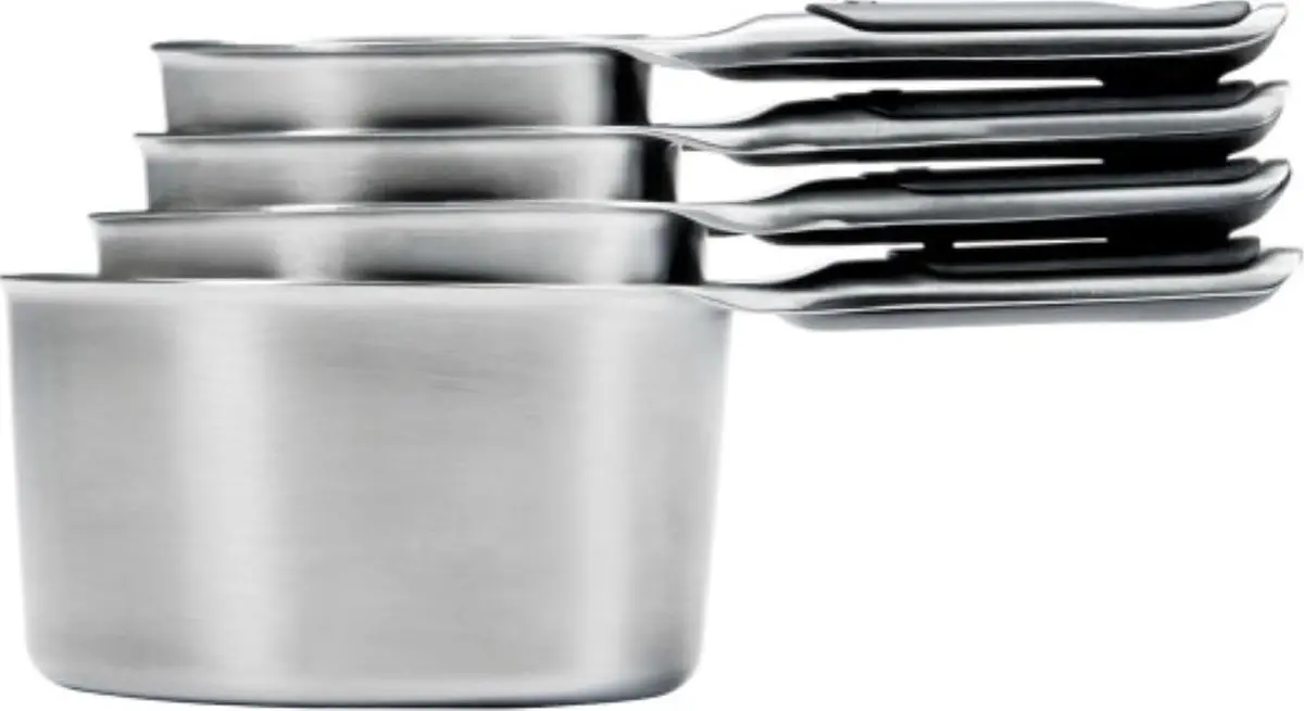 OXO Good Grips 4 Piece Stainless Steel Measuring Cups Set with Magnetic Snaps | 1/4, 1/3, 1/2, 1 Cup Measures - main product image