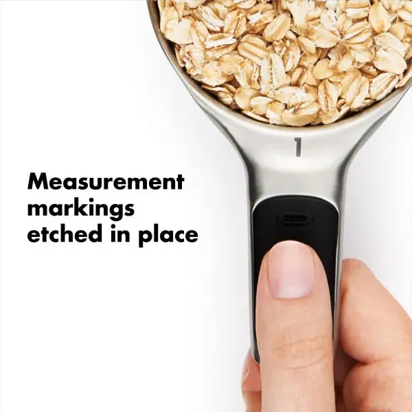 OXO Good Grips 4 Piece Stainless Steel Measuring Cups Set with Magnetic Snaps | 1/4, 1/3, 1/2, 1 Cup Measures - view 10