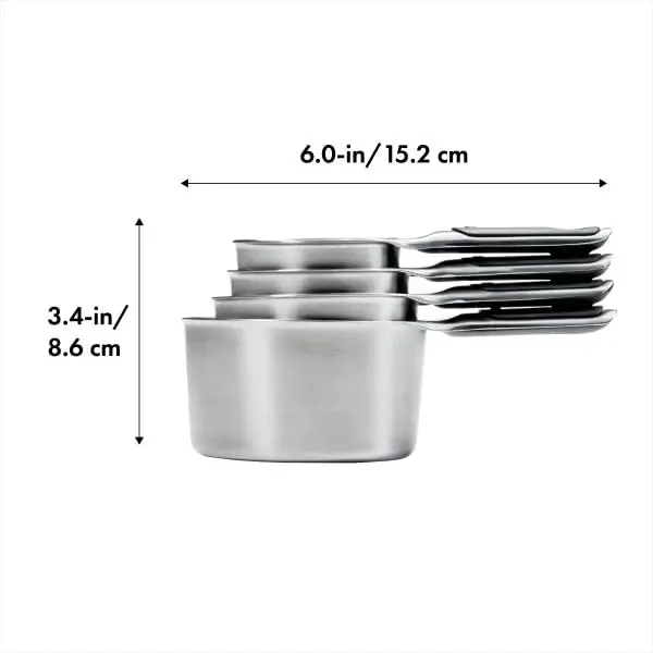 OXO Good Grips 4 Piece Stainless Steel Measuring Cups Set with Magnetic Snaps | 1/4, 1/3, 1/2, 1 Cup Measures - view 11