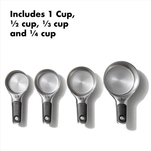 OXO Good Grips 4 Piece Stainless Steel Measuring Cups Set with Magnetic Snaps | 1/4, 1/3, 1/2, 1 Cup Measures - view 3