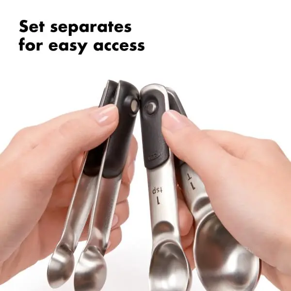 OXO Good Grips 4 Piece Stainless Steel Measuring Spoons Set 15ml (1 T) | Magnetic Handles for Easy Storage & Precision - view 7