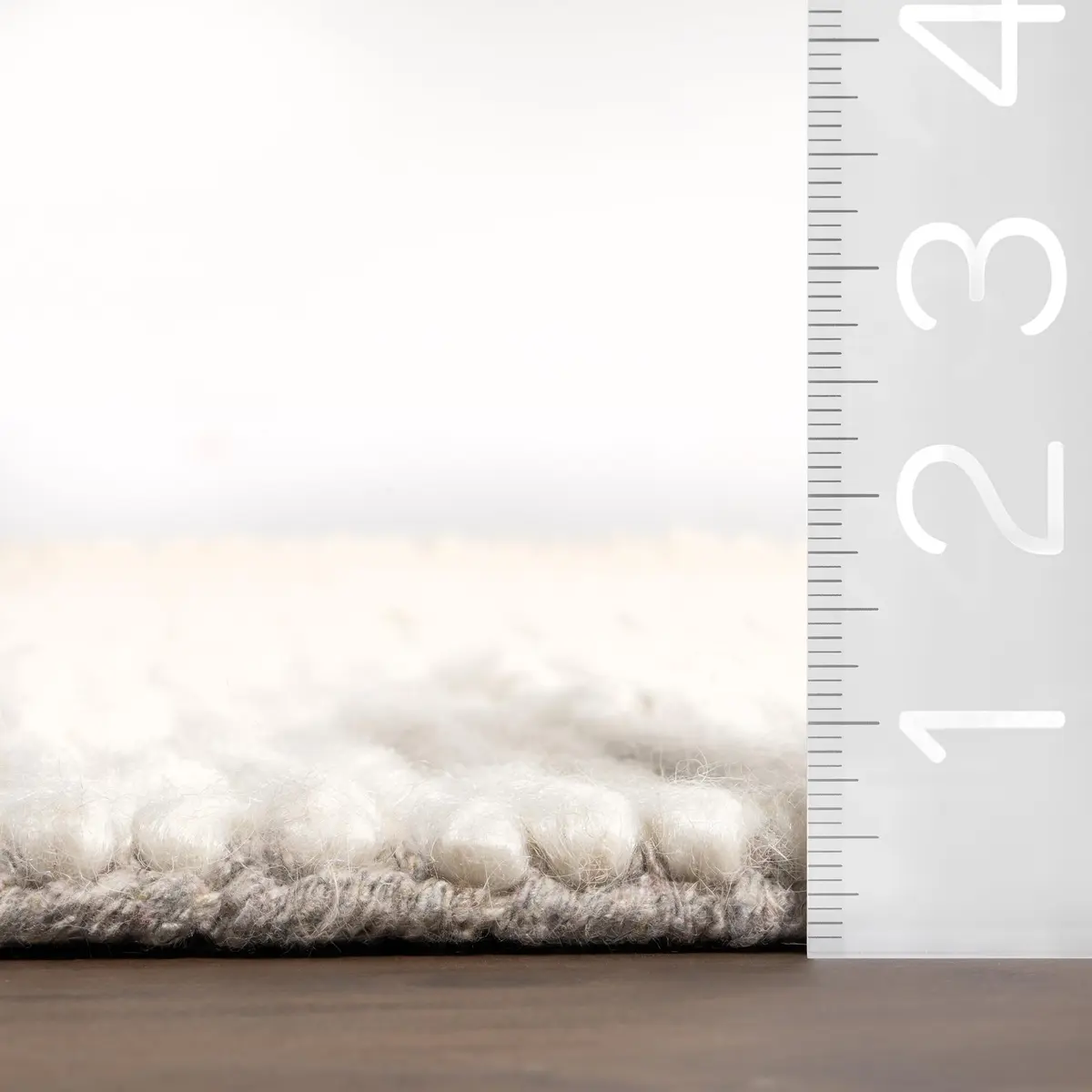 nuLOOM Penelope Off White Solid Hand Woven Wool Area Rug, 6' Round | Soft, Durable & Pet-Friendly - view 5