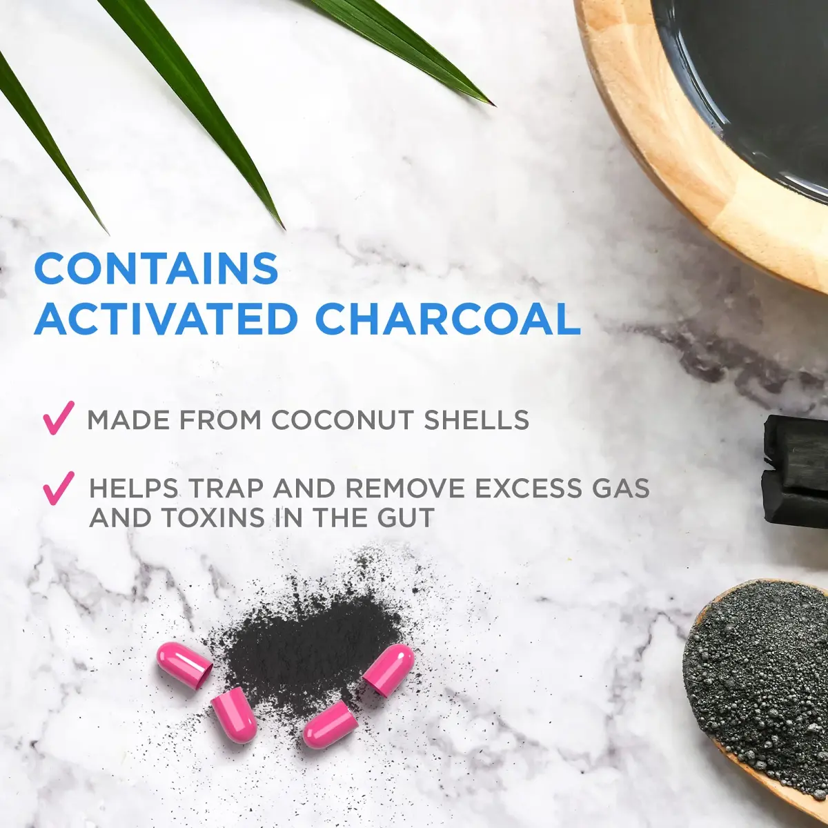 Charcocaps Fast Acting Gas Relief Activated Charcoal Capsules 100 Count (50 Servings) | Drug-Free Bloating & Flatulence Relief - view 4