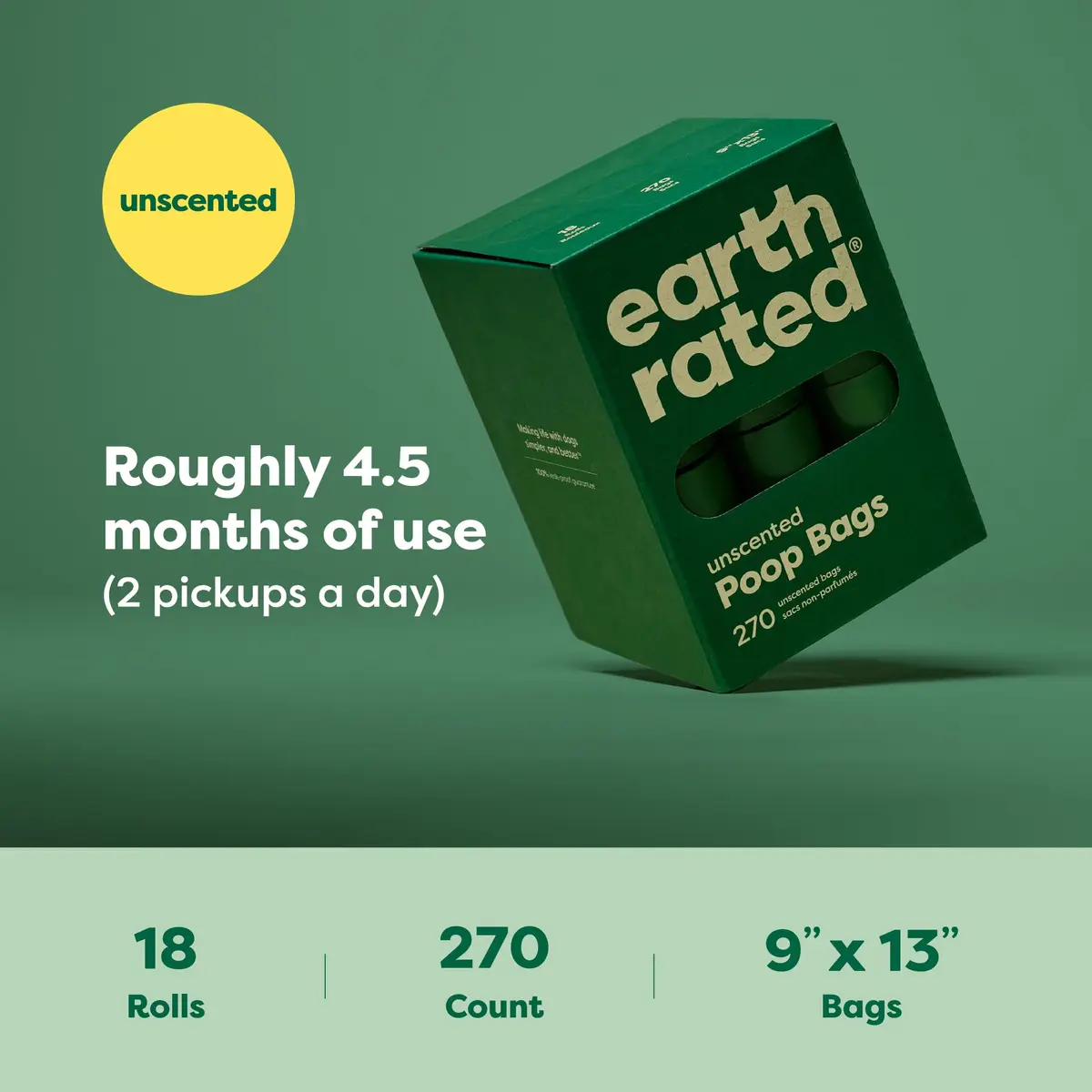 Earth Rated Dog Poop Bags on Refill Rolls 270 Unscented | Leak-Proof, Extra Thick, Recycled Material - view 7