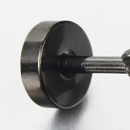 COOLSTEELANDBEYOND Men's Black Stainless Steel Dumbbell Earrings | Edgy Punk Streetwear Accessory for Men & Teens - view 3