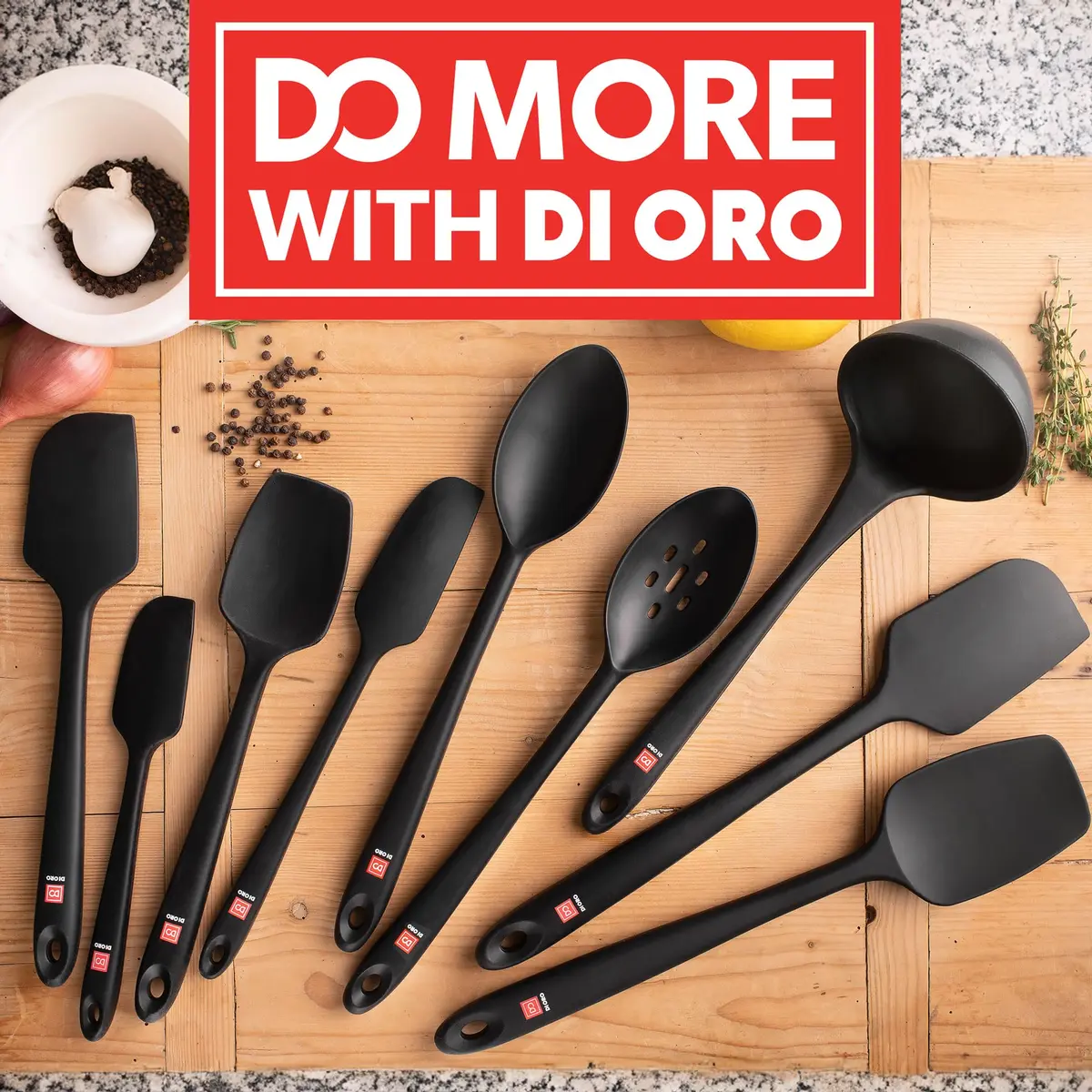 di Oro Silicone Spoonula - Spoon Spatula, 600°F Heat Resistant, Black | Versatile Kitchen Utensil for Baking & Cooking - view 7