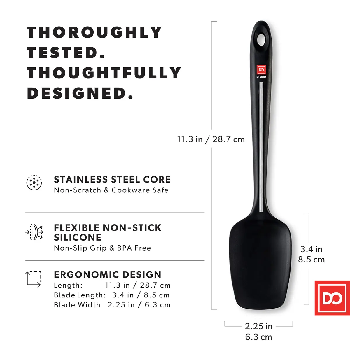 di Oro Silicone Spoonula - Spoon Spatula, 600°F Heat Resistant, Black | Versatile Kitchen Utensil for Baking & Cooking - view 4