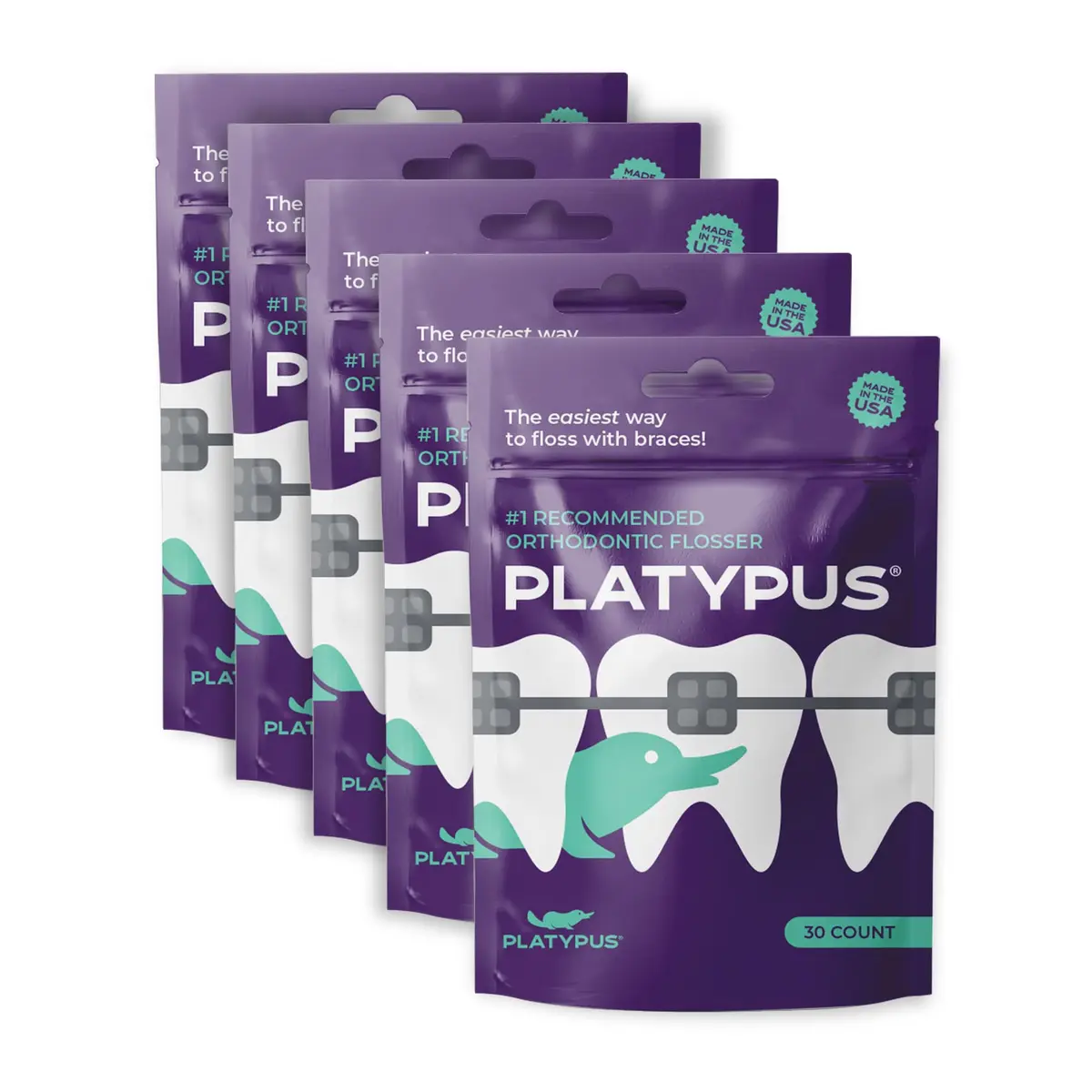 Platypus Orthodontic Flossers for Braces, 150 Count (Pack of 5) | Orthodontist Recommended for Daily Use - main product image