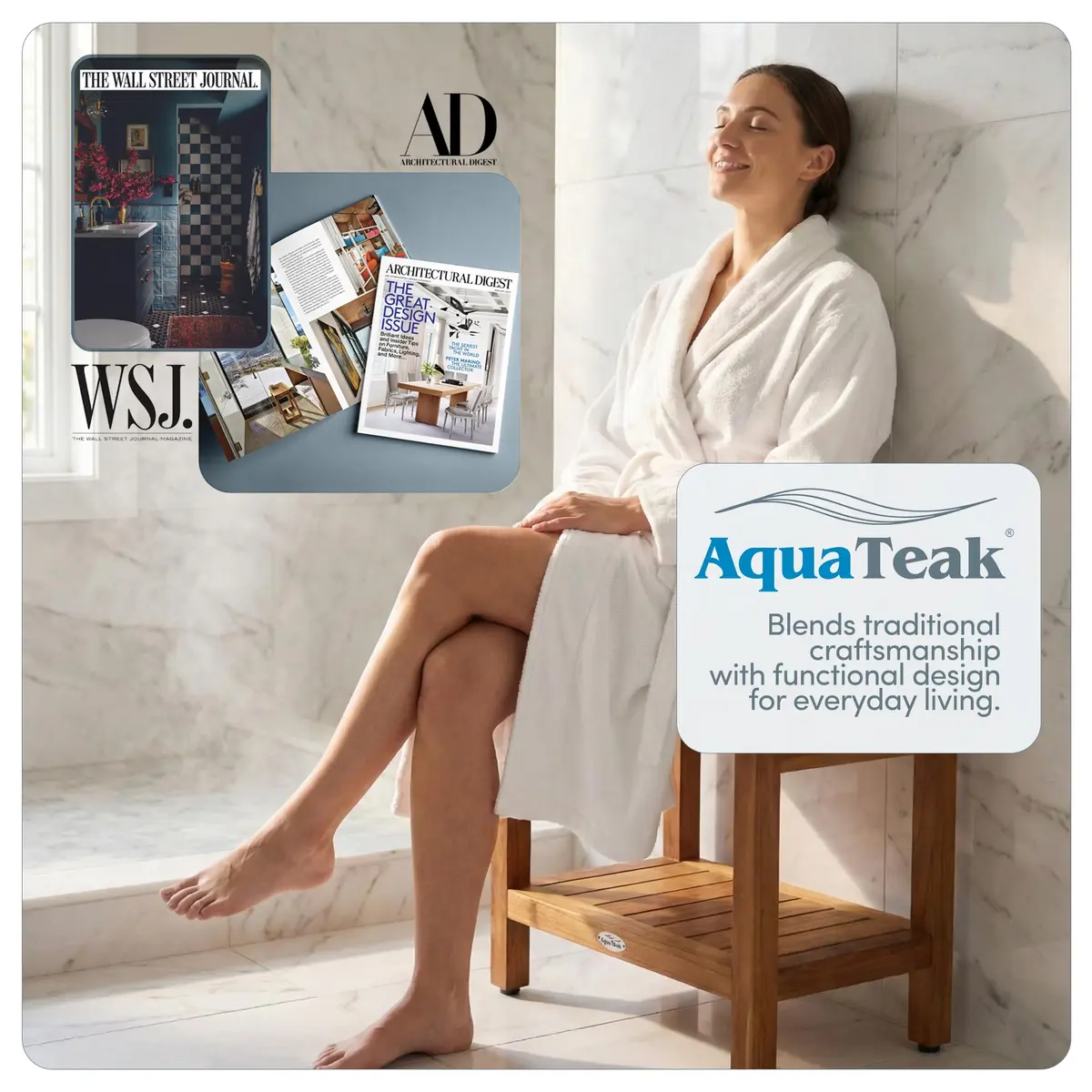 AquaTeak Spa 24" Teak Shower Bench | Durable Water-Resistant Bathroom Seating - view 7