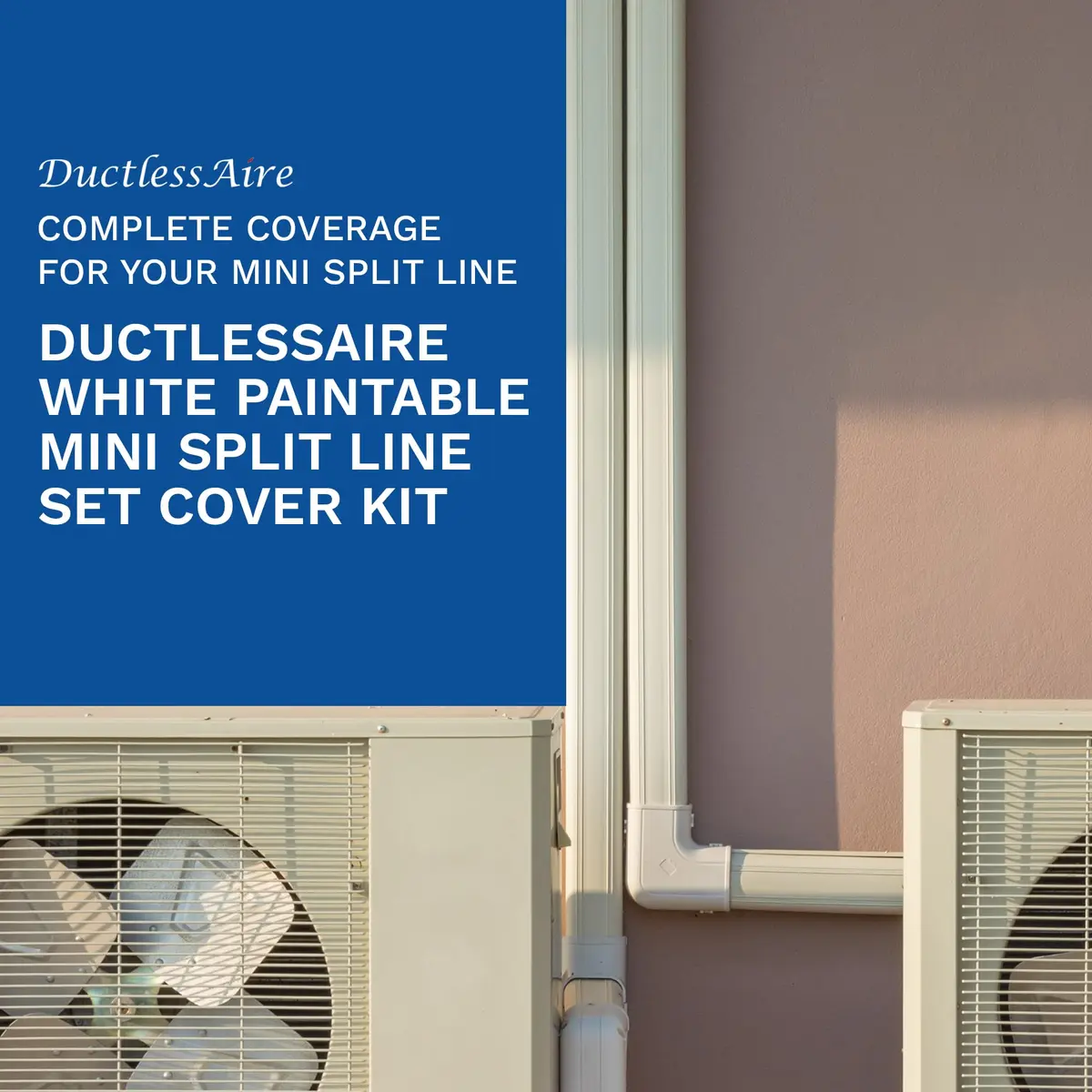 DuctlessAire White Mini Split Line Set Cover Kit 2.29 m (7.5 ft) | Protects AC Wiring & Tubing - view 5