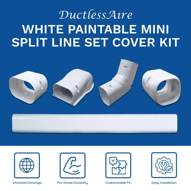 DuctlessAire Mini Split Line Set Cover - Paintable Kit (White, 4" x 14 ft) | Weatherproof AC Line Cover - view 3