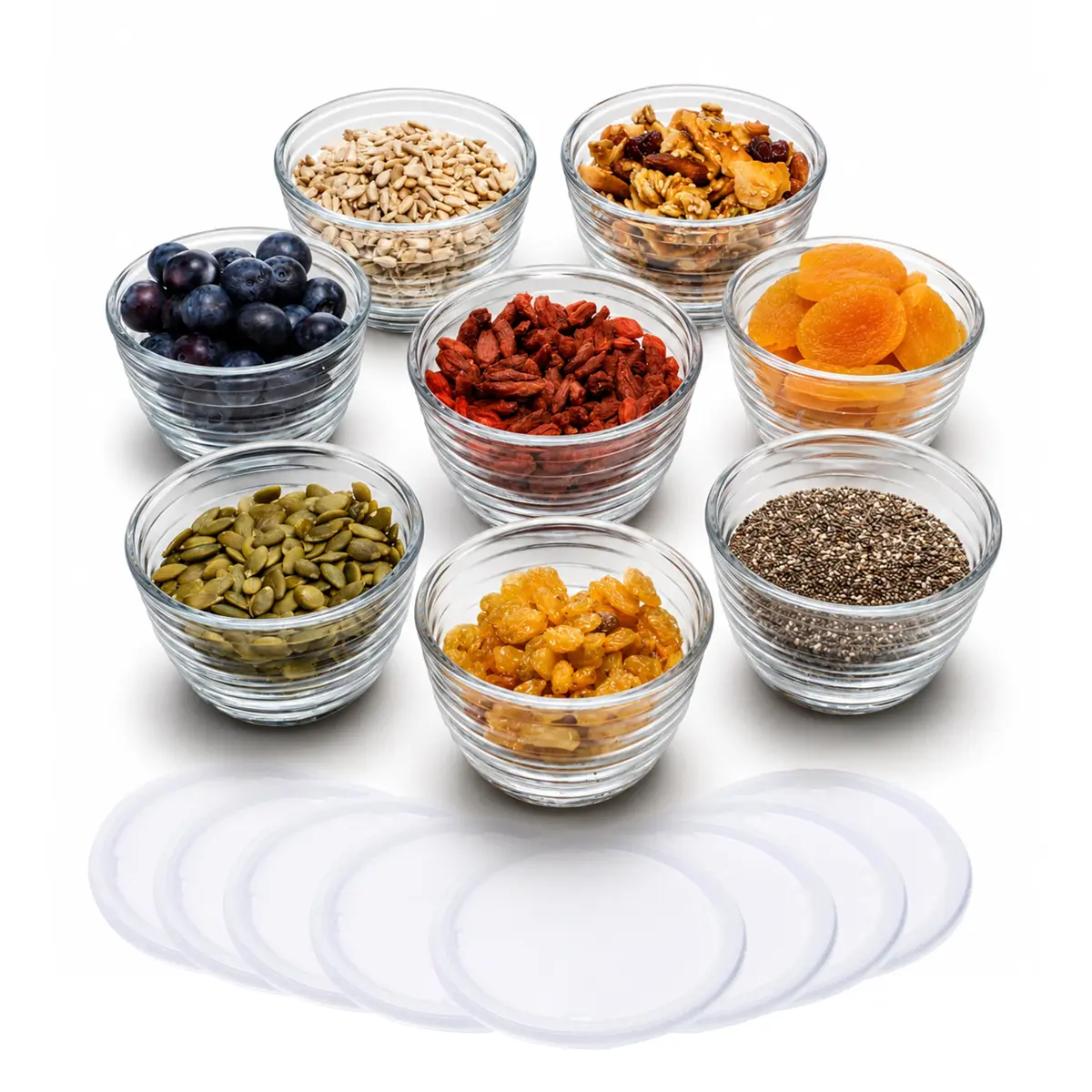 Libbey Small Glass Bowls with Lids 8-Piece | Compact Prep & Storage Solution - main product image