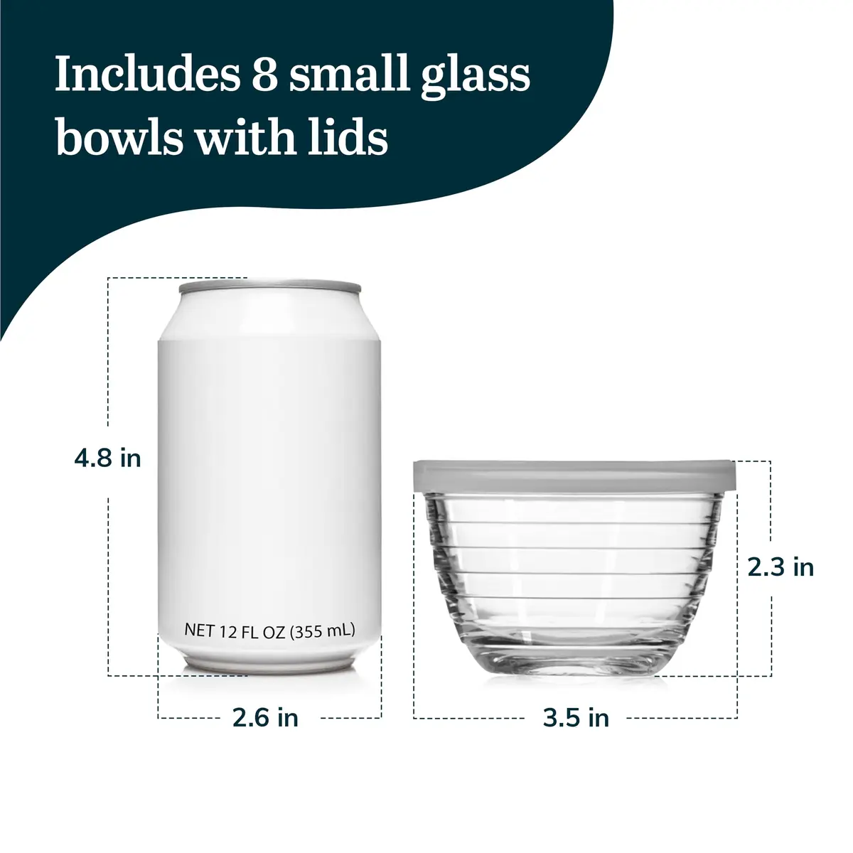 Libbey Small Glass Bowls with Lids 8-Piece | Compact Prep & Storage Solution - view 3