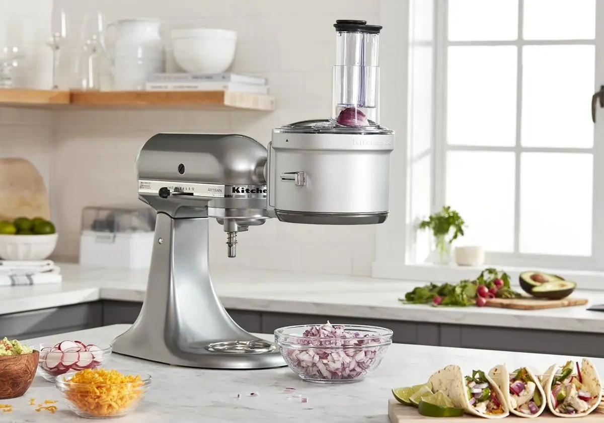 KitchenAid Food Processor Attachment with Commercial Dicing Disc KSM2FPA, 1.9 L (8 Cup) Capacity | Stainless Steel Blades, ExactSlice System - view 5