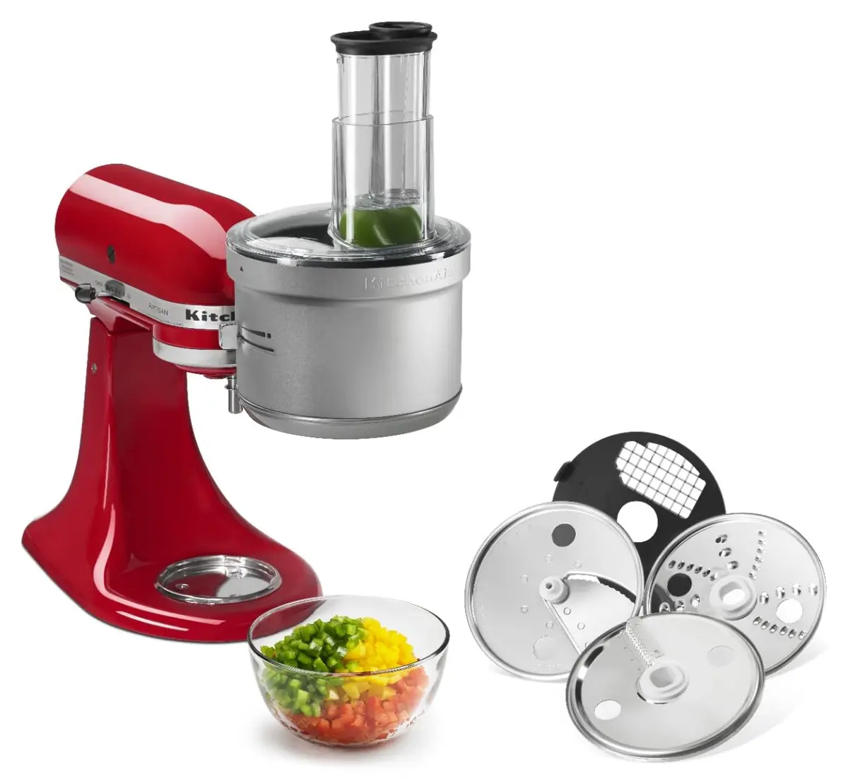 KitchenAid Food Processor Attachment with Commercial Dicing Disc KSM2FPA, 1.9 L (8 Cup) Capacity | Stainless Steel Blades, ExactSlice System - view 3