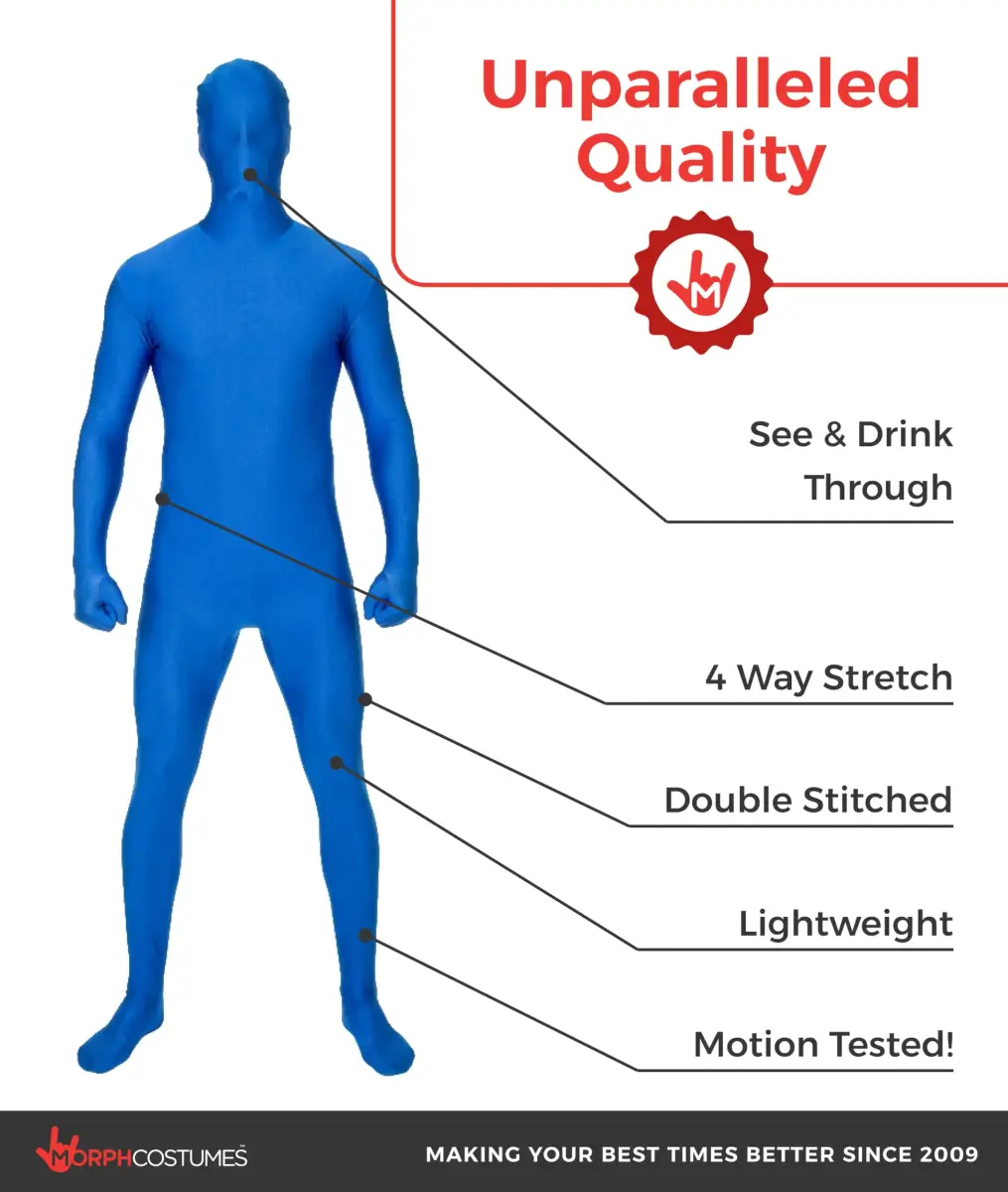 Morphsuits Spandex Bodysuit Zentai Blue Adults Halloween Costume - Medium | Full Body Stretch Fit - view 2
