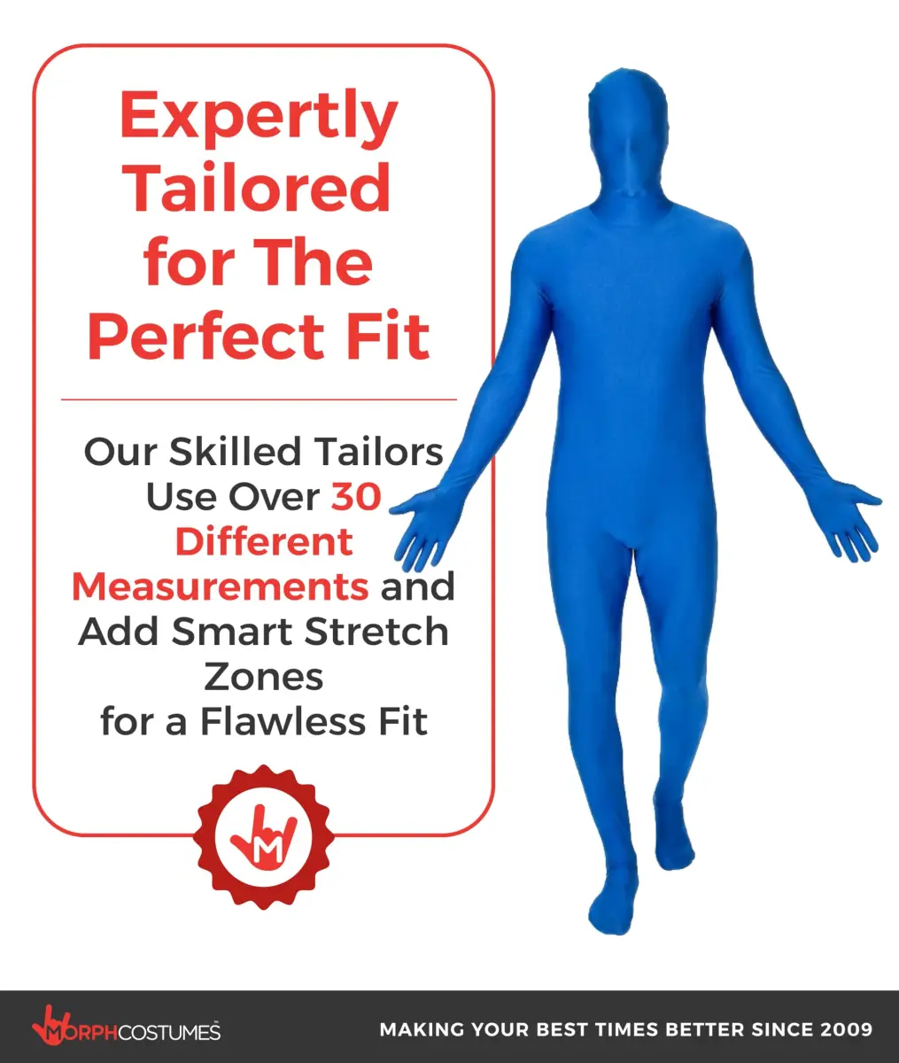 Morphsuits Spandex Bodysuit Zentai Blue Adults Halloween Costume - Medium | Full Body Stretch Fit - view 4