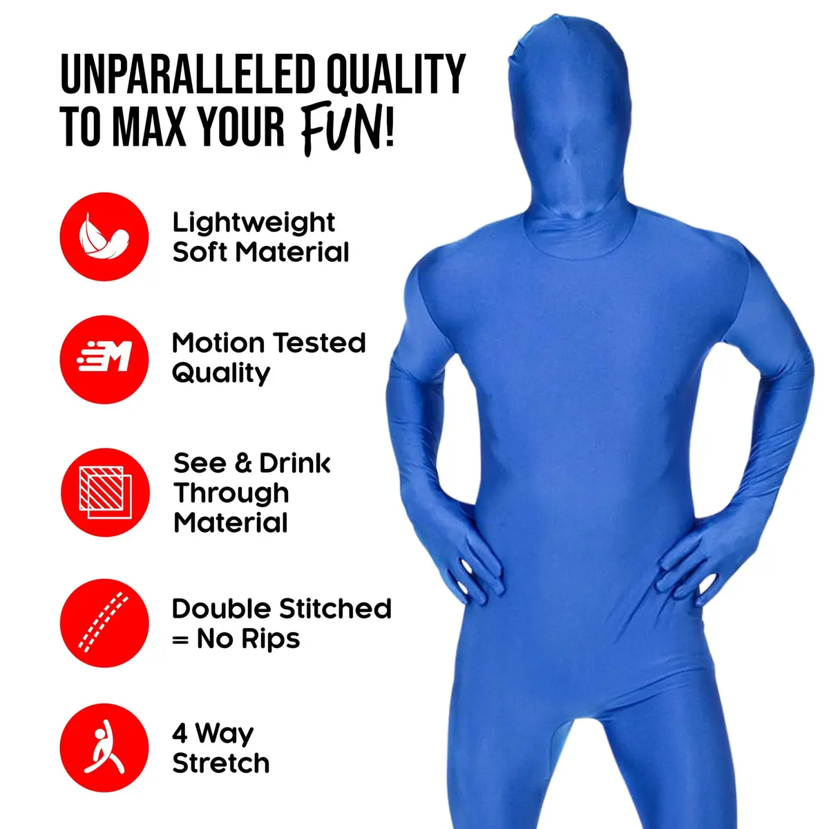 Morphsuits Spandex Bodysuit Zentai Blue Adults Halloween Costume - Large 22.85cm (8.99in) L x 1cm (0.39in) H x 34cm (13.39in) W | Full Body Stretch Fit - view 7