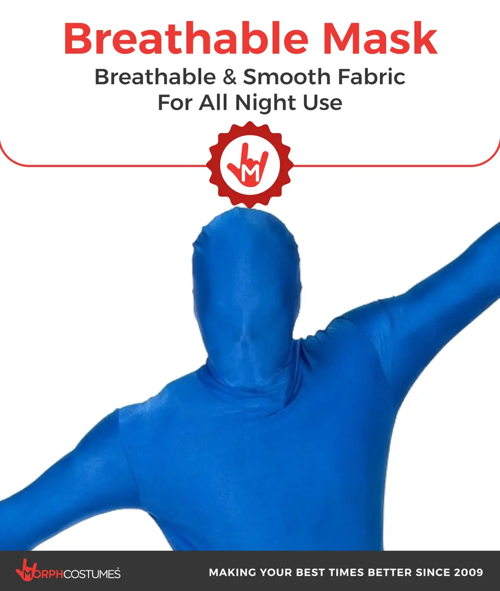 Morphsuits Spandex Bodysuit Zentai Blue Adults Halloween Costume - Large 22.85cm (8.99in) L x 1cm (0.39in) H x 34cm (13.39in) W | Full Body Stretch Fit - view 3