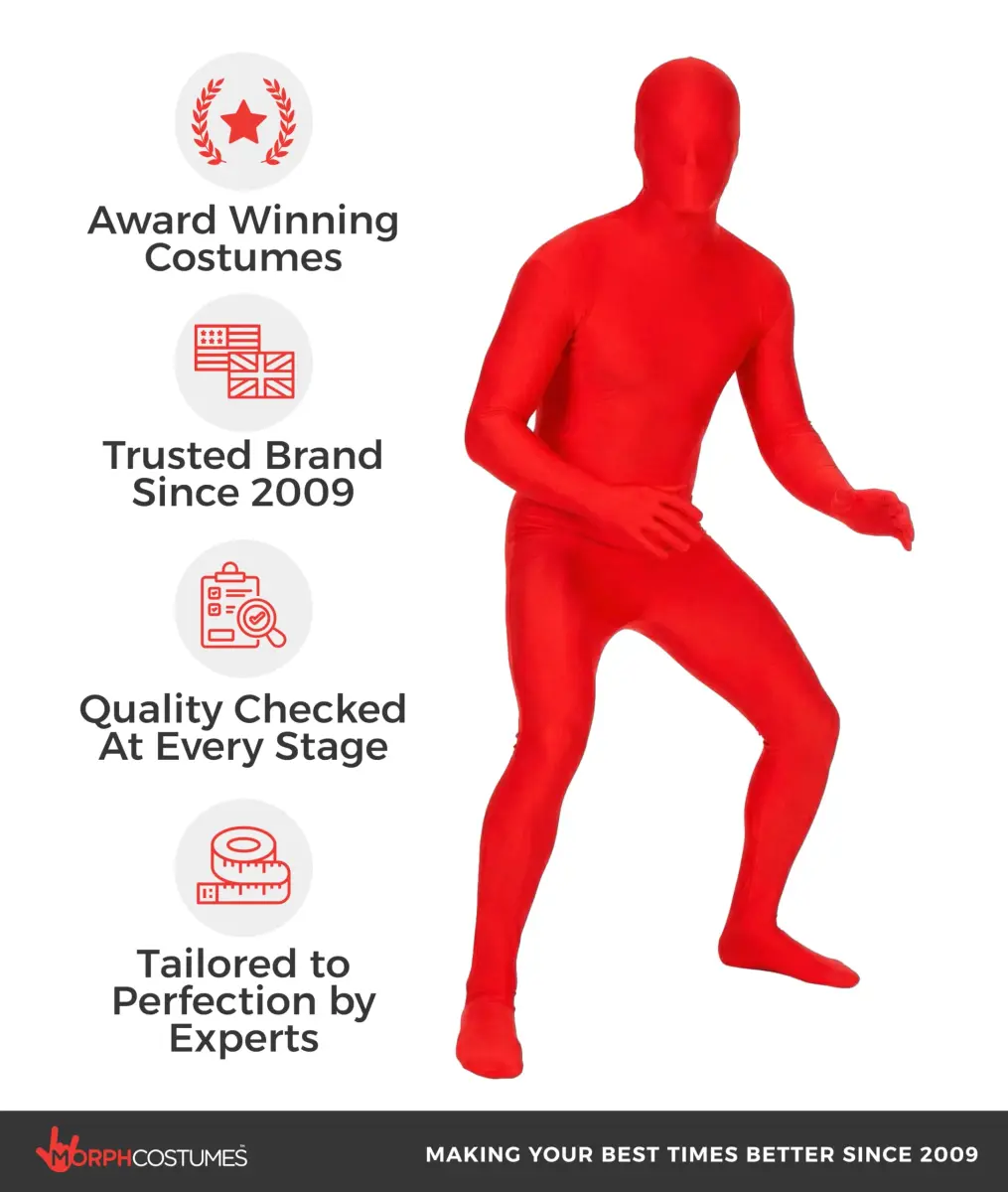 Morphsuits Red Spandex Bodysuit Zentai Costume Medium | Full Body Stretch for Halloween & Parties - view 5