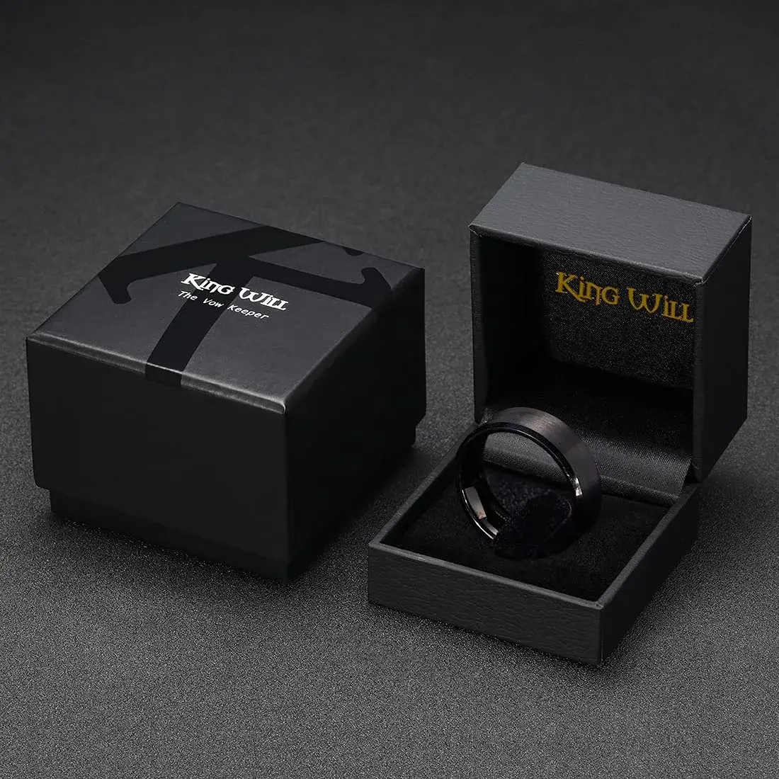 King Will Black Tungsten Wedding Band 10mm Size 11 | Durable Matte Finish for Men - view 6