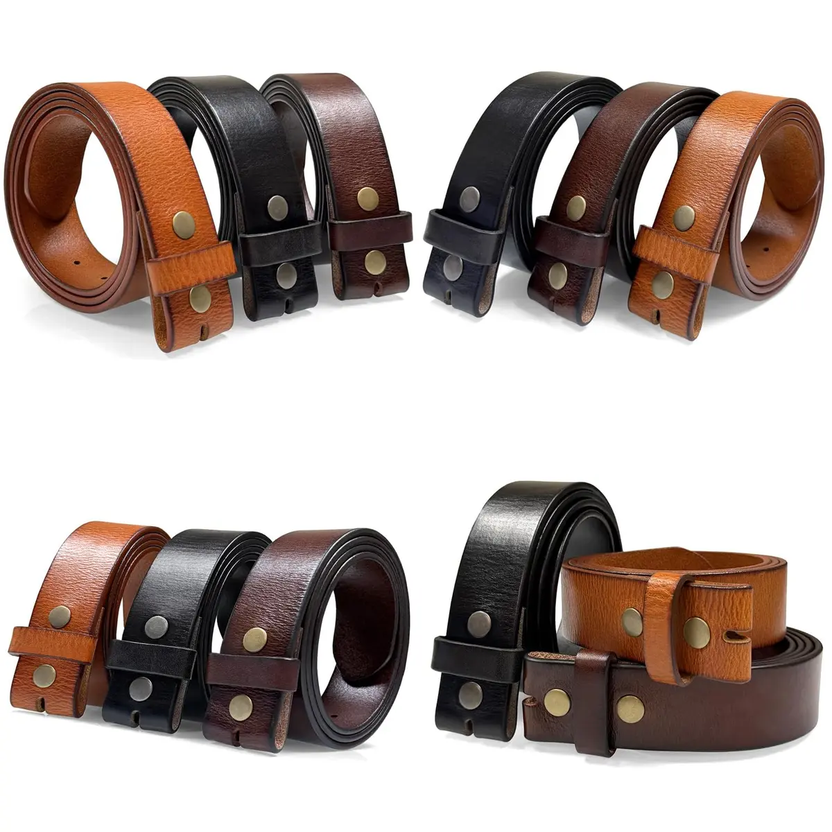 Belts.com Full Grain Leather Belt 40 | Classic Vintage Style, 1.5" Wide, Snap System - view 6