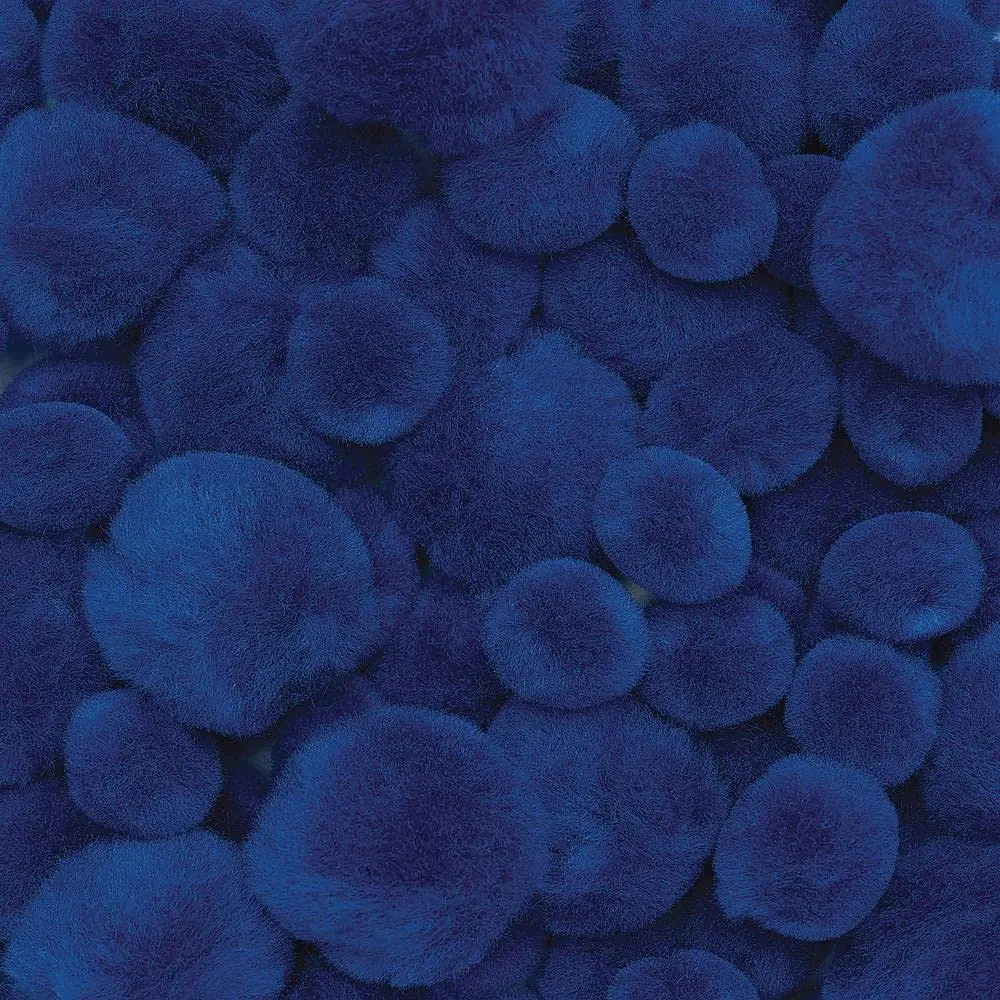 Colorations Blue Super Fluffy Acrylic Pom Poms | Soft & Fluffy Craft Supplies (Pack of 100) - main product image