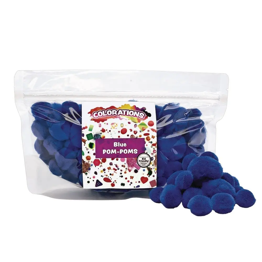 Colorations Blue Super Fluffy Acrylic Pom Poms | Soft & Fluffy Craft Supplies (Pack of 100) - view 2