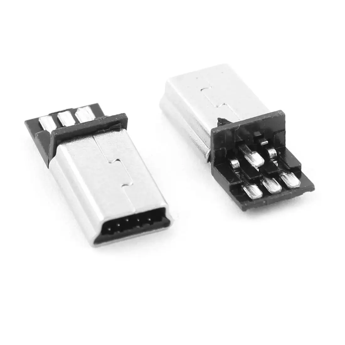 sourcing map Mini USB B Type Male Connector 10 pcs | 5 Pin solder port, metal shield, China-made - view 5