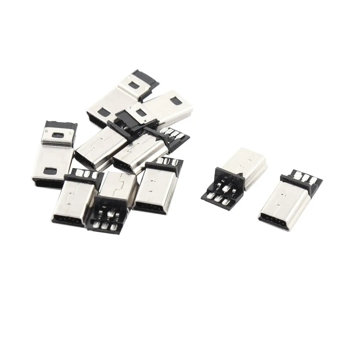 sourcing map Mini USB B Type Male Connector 10 pcs | 5 Pin solder port, metal shield, China-made - view 4