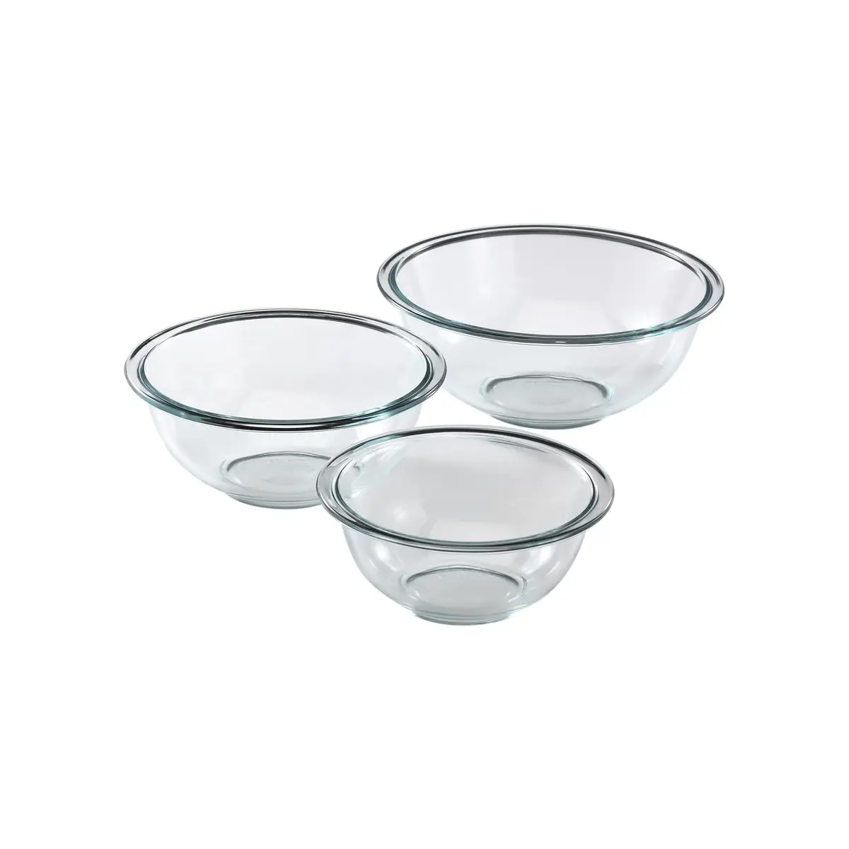 Pyrex Glass Mixing Bowls Set (3-Piece) 1-qt, 1.5-qt, 2.5-qt | Microwave & Dishwasher Safe - main product image