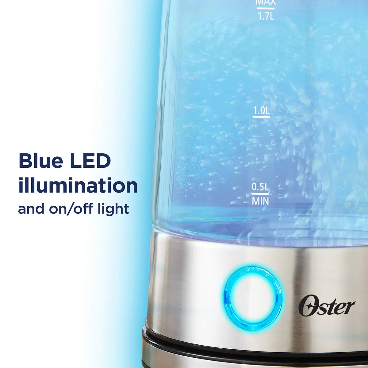 Oster Electric Water Kettle 1.7L | Illuminating Glass & Auto Shut Off - view 3