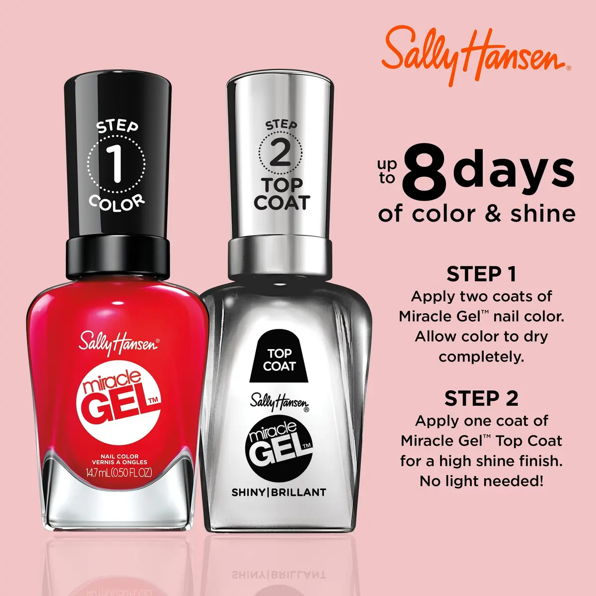Sally Hansen Miracle Gel Nail Polish 0.5 Fl Oz | Long-Lasting, No UV Needed, Glossy Red Eye - view 2