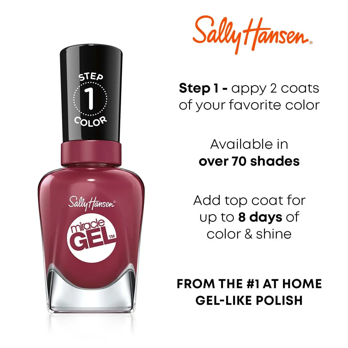 Sally Hansen Miracle Gel Nail Polish 0.5 Fl Oz | Long-Lasting, No UV Needed, Glossy Red Eye - view 3