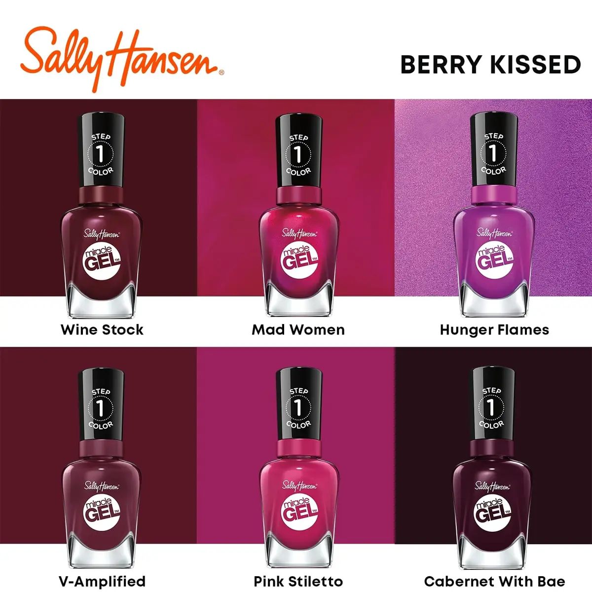 Sally Hansen Miracle Gel Nail Polish 0.5 Fl Oz | Long Lasting, No UV Needed, Vegan, Glossy, Wine Stock - view 6