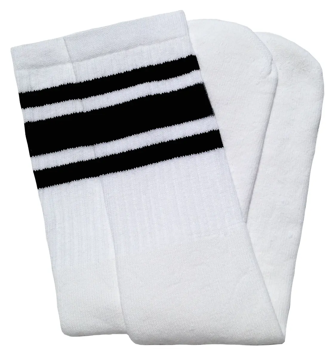 SKATERSOCKS 22" Knee high White tube socks with Black stripes style 3 | Unisex, 22-inch, Cotton blend, Made in USA - main product image