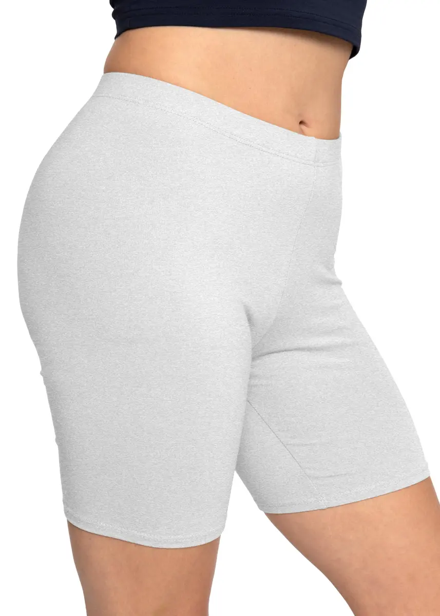 STRETCH IS COMFORT Women's Cotton Biker Shorts Heather Gray Small | Soft Cotton & Spandex for Daily Comfort - main product image
