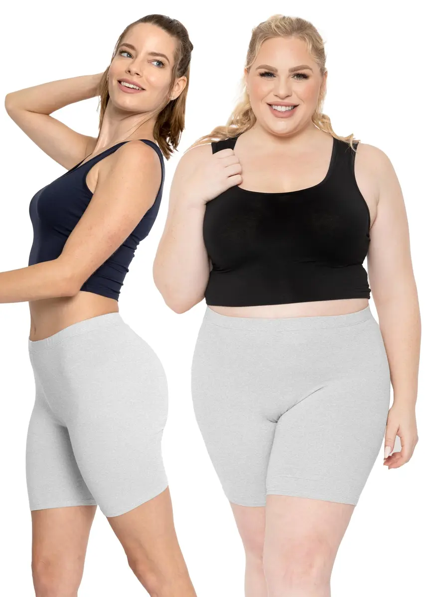 STRETCH IS COMFORT Women's Cotton Biker Shorts Heather Gray Small | Soft Cotton & Spandex for Daily Comfort - view 2