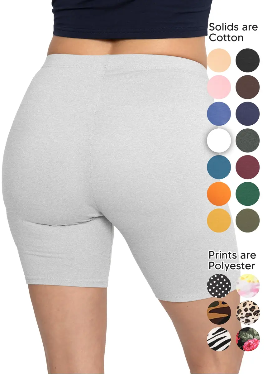 STRETCH IS COMFORT Women's Cotton Biker Shorts Heather Gray Small | Soft Cotton & Spandex for Daily Comfort - view 3