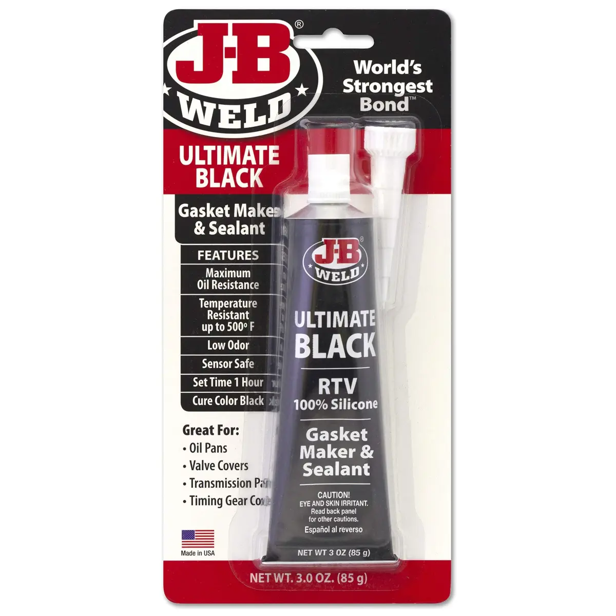 J-B Weld Ultimate Black RTV Silicone Gasket Maker and Sealant 3 oz (88.7 ml) | Oil & Petroleum Resistant - main product image