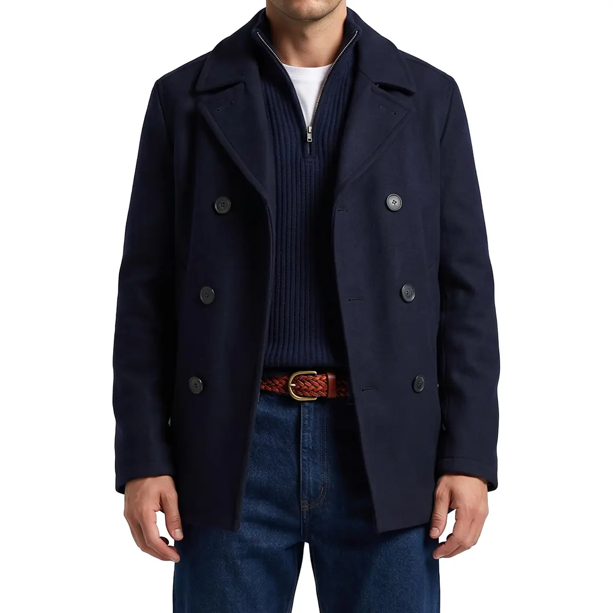Nautica Men's Wool Blend Peacoat – Double-Breasted Winter Coat, Large | Classic Wool & Blends for Cold Weather - view 2
