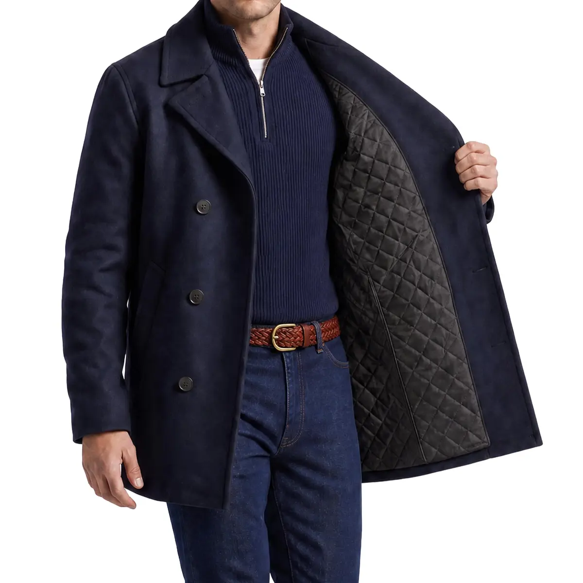 Nautica Men's Wool Blend Peacoat – Double-Breasted Winter Coat, Large | Classic Wool & Blends for Cold Weather - view 4