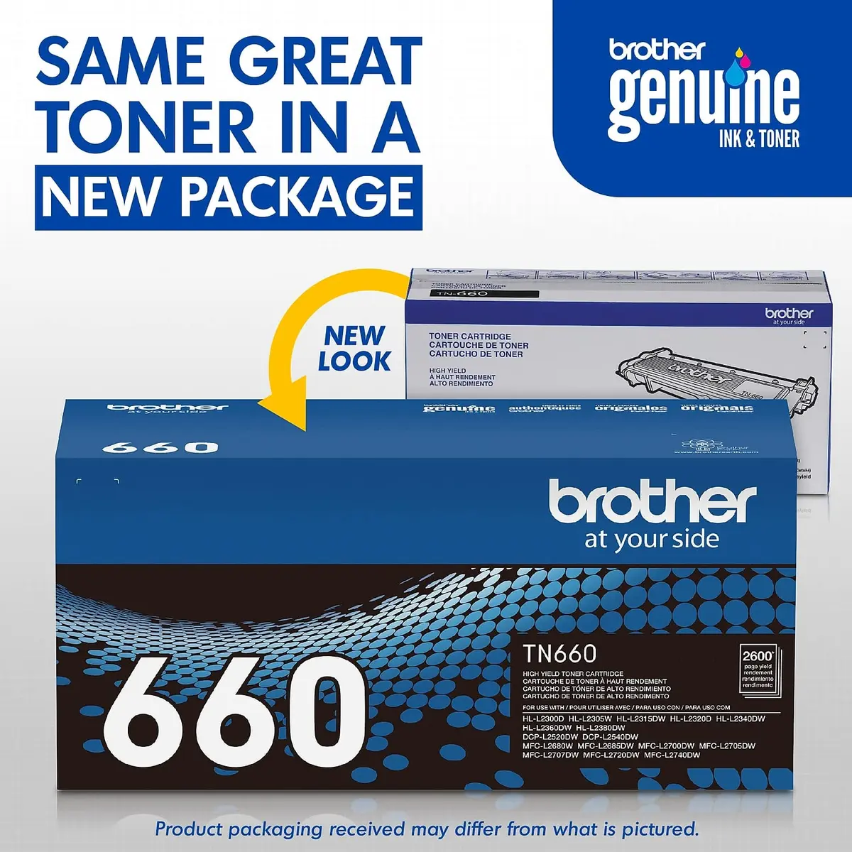 Brother TN660 High Yield Toner Cartridge | Up to 2600 Pages | Genuine Black Laser Toner - view 3