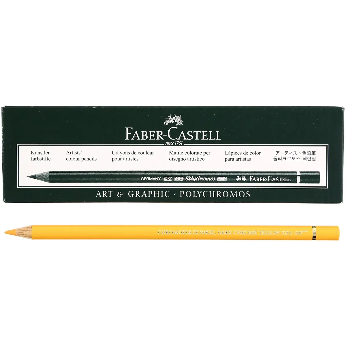 Faber-Castell Polychromos Colored Pencils 6 Count (109 Dark Chrome Yellow) | Artist Quality, Fade-Resistant, Smooth Oil Core - main product image