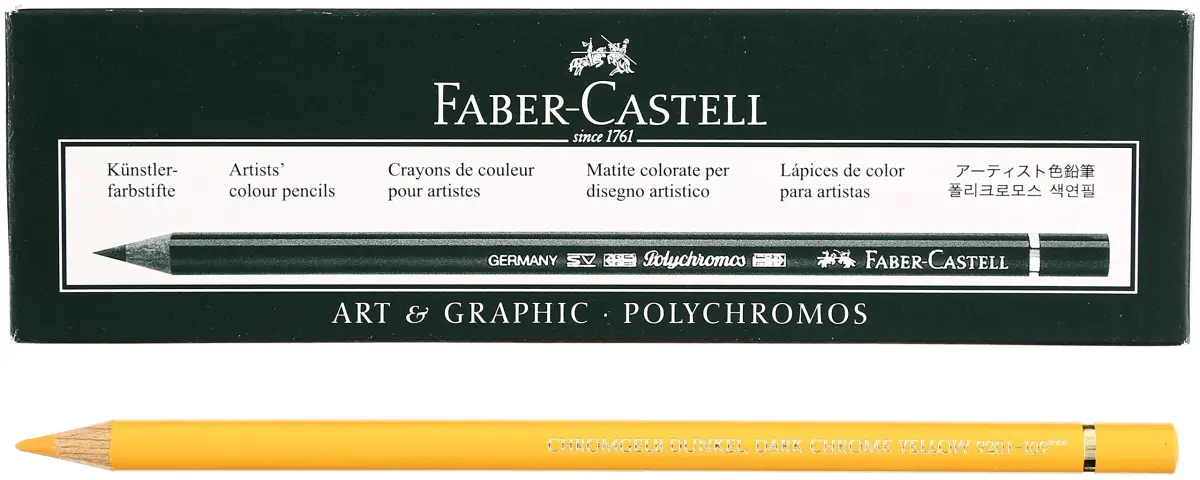 Faber-Castell Polychromos Colored Pencils 6 Count (109 Dark Chrome Yellow) | Artist Quality, Fade-Resistant, Smooth Oil Core - main product image