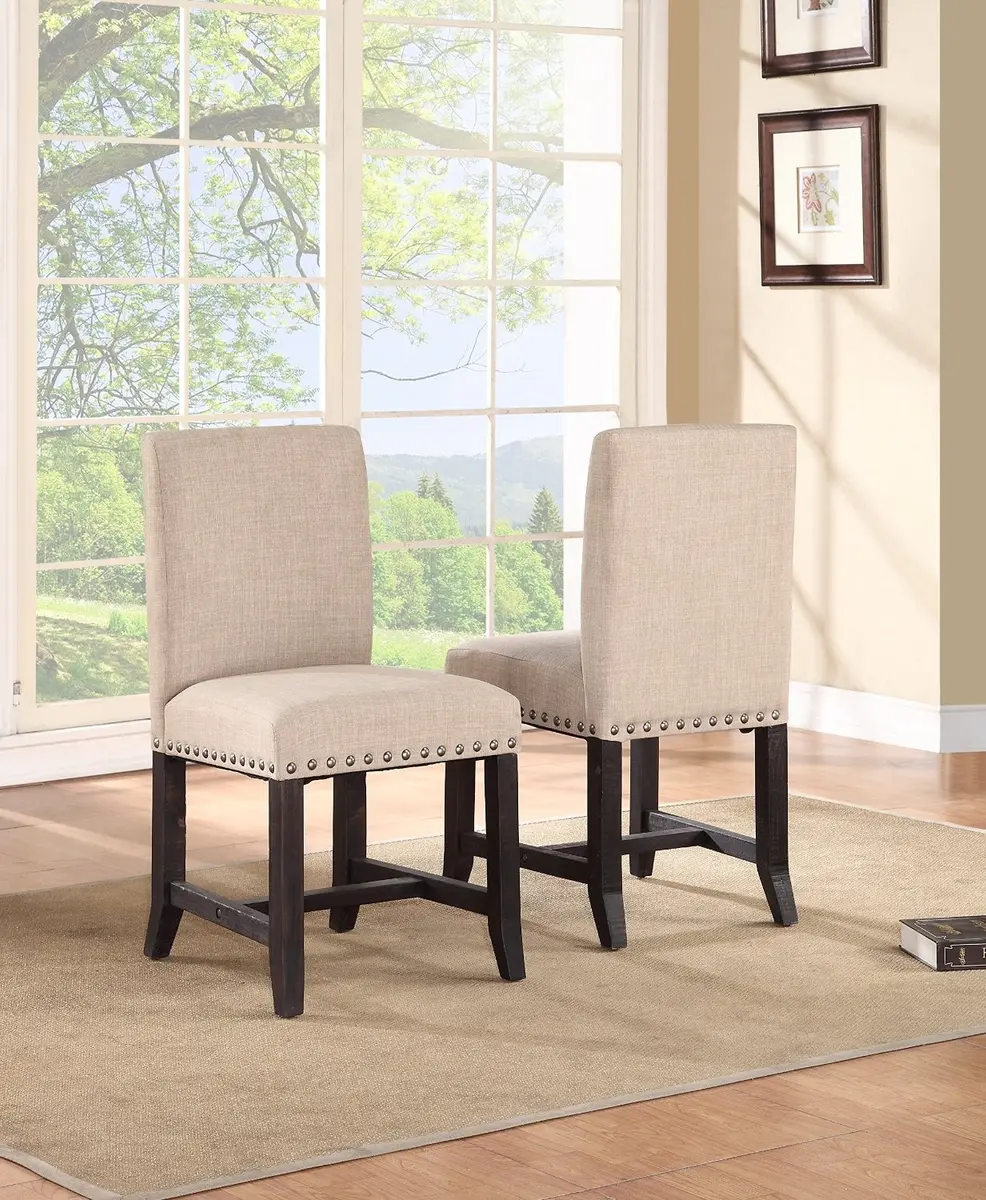 Modus Furniture Yosemite Upholstered Dining Chair, Cafe | Industrial Rustic Design, 24x20x37 in | Solid Pine & Polyester - view 2