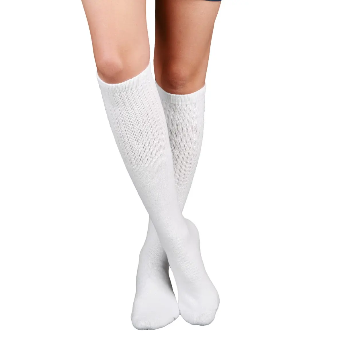 SKATERSOCKS 22" Knee High Classic Plain Solid White Tube Socks | Unisex Comfort Fit - view 2
