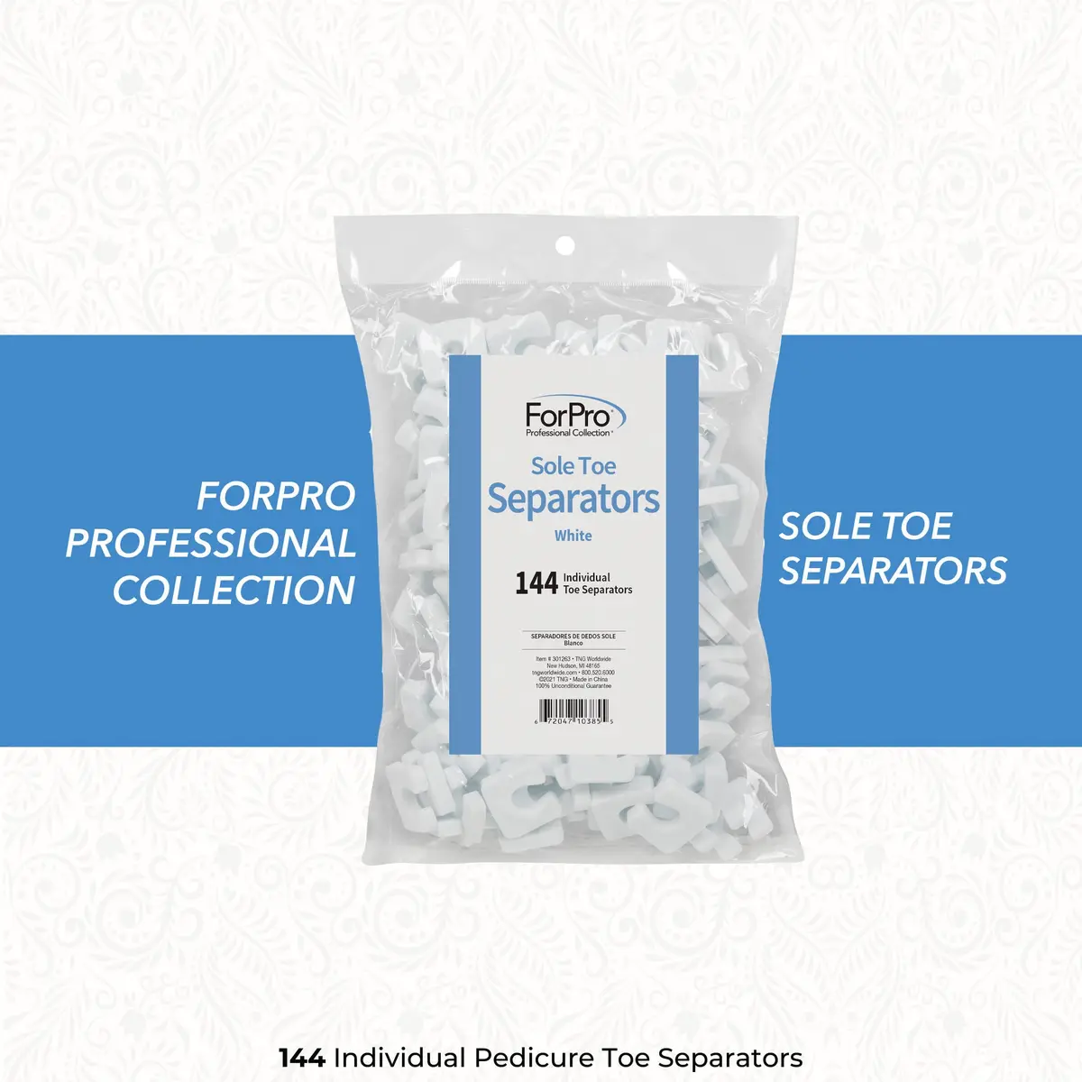 ForPro Sole Toe Separators, 144ct, White | Ultra-Soft Foam for Pedicure & Nail Polish (70-120 chars) - view 3