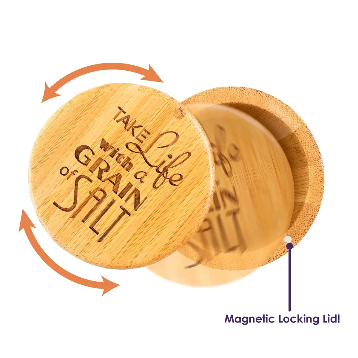 Totally Bamboo Salt Cellar Bamboo Storage Box with Magnetic Swivel Lid, 6 Ounce Capacity - view 4