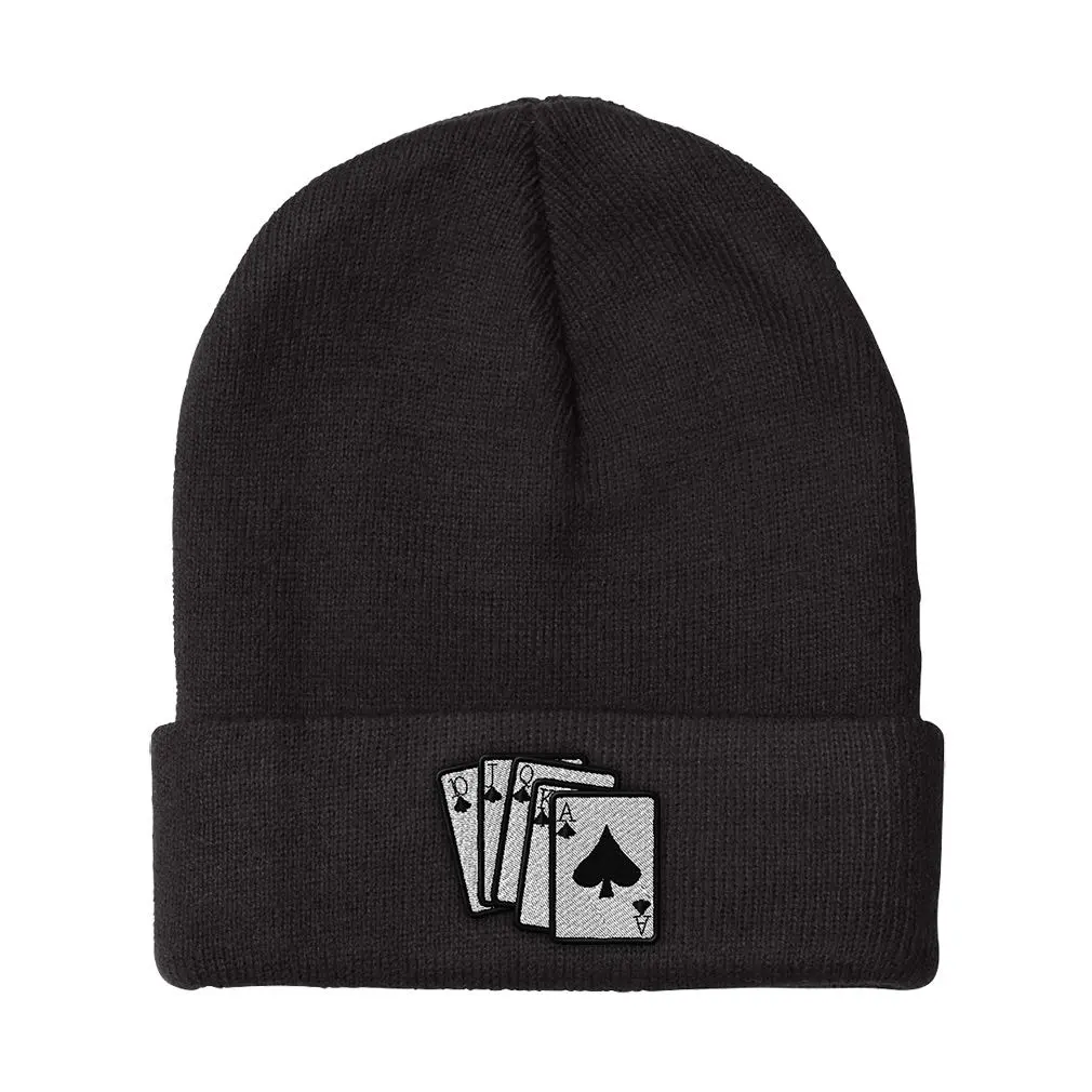 Speedy Pros Custom Beanie for Men & Women Bridge Hand Embroidery Acrylic Skull Cap Black | Warm & Stylish - main product image